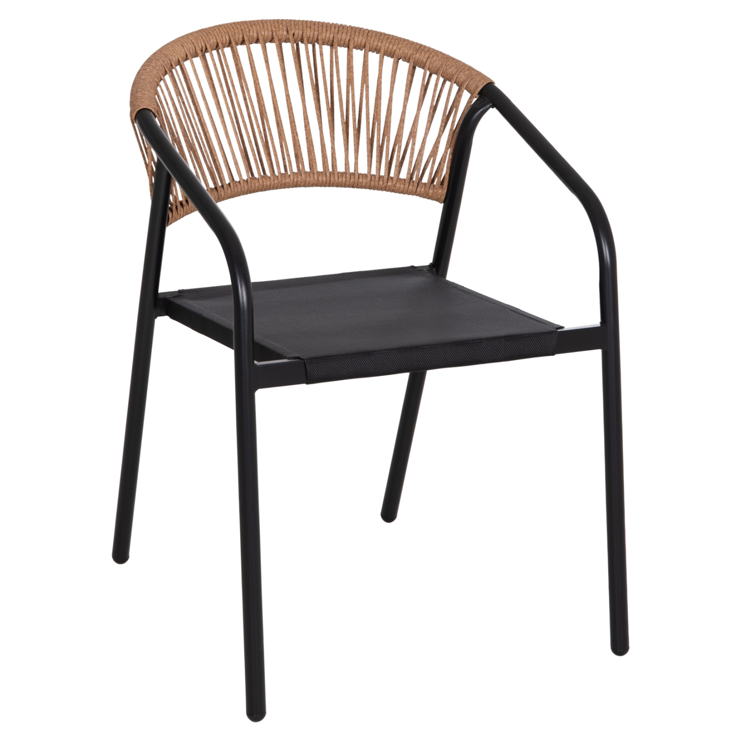 ΠΟΛΥΘΡΟΝΑ HOMAN HM6430.03 ΜΑΥΡΟ ΜΕΤΑΛΛΟ & TEXTILENE--ΜΠΕΖ P.E.RATTAN 53x58x75Υεκ