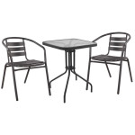 ΣΕΤ 3ΤΜΧ ΜΕ ΤΡΑΠΕΖΙ FIGO 60Χ60Χ72Υ & ΠΟΛΥΘΡΟΝΕΣ LAURA ΓΚΡΙ ΧΡΩΜΑ HM10468.01