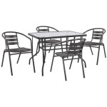 ΣΕΤ ΤΡΑΠΕΖΑΡΙΑΣ 5ΤΜΧ ADAM HM21220.01 ΚΑΡΕΚΛΕΣ ΜΕΤΑΛΛΙΚΕΣ & ΤΡΑΠΕΖΙ 110x60 ΓΚΡΙ