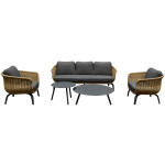 ΣΕΤ ΣΑΛΟΝΙ 5ΤΜΧ STERN HM6555.01 ΓΚΡΙ ΑΛΟΥΜΙΝΙΟ & OLEFIN--TWIST WICKER ΣΕ ΦΥΣΙΚΟ