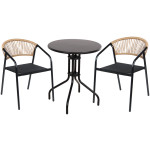 ΣΕΤ ΤΡΑΠΕΖΑΡΙΑΣ 3ΤΜΧ LINO HM10728.03-- 2 ΜΕΤΑΛ. ΚΑΡΕΚΛΕΣ--ΣΤΡΟΓΓΥΛΟ ΤΡΑΠΕΖΙ Φ60εκ ΜΑΥΡΟ