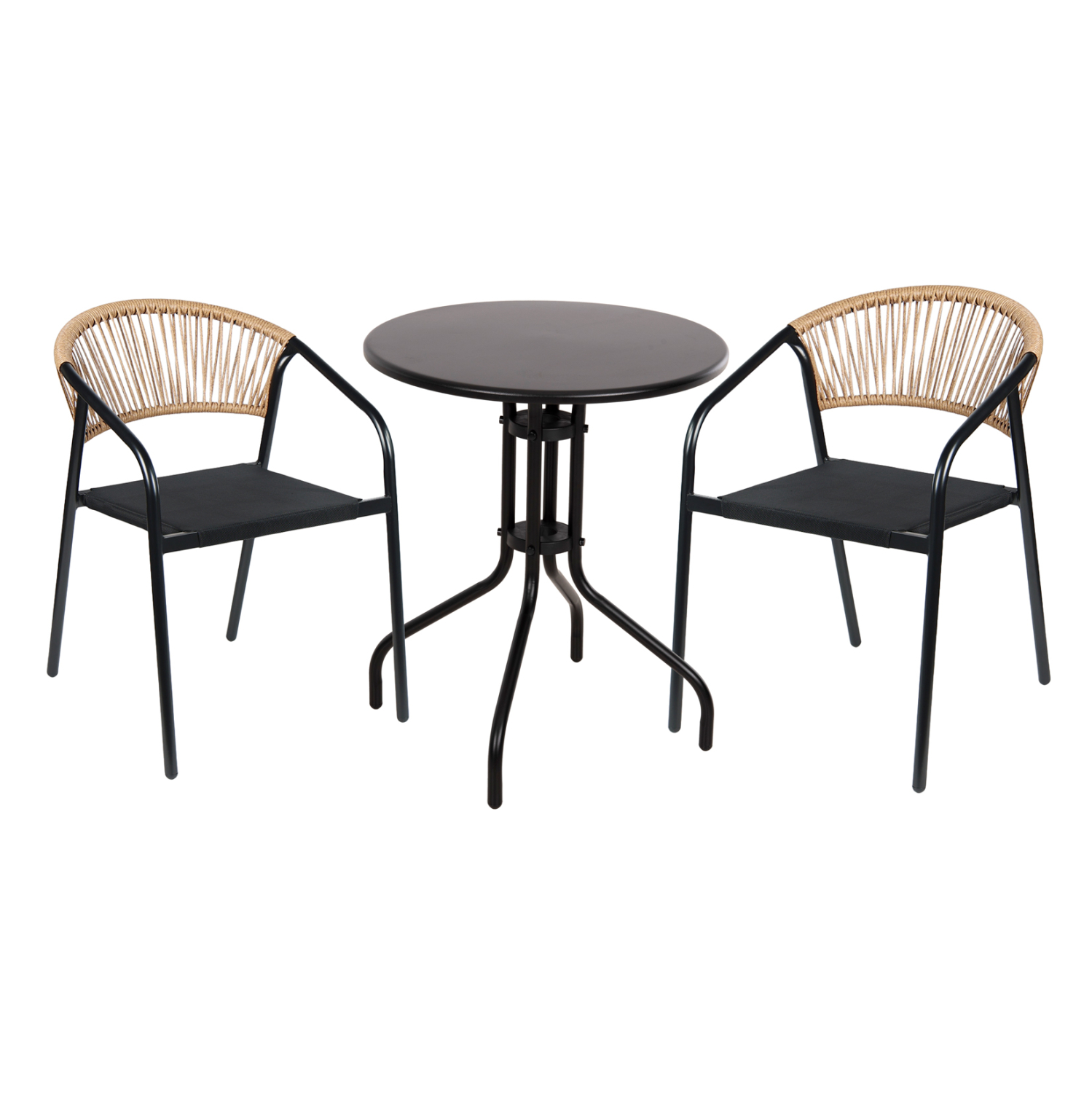 ΣΕΤ ΤΡΑΠΕΖΑΡΙΑΣ 3ΤΜΧ LINO HM10728.03-- 2 ΜΕΤΑΛ. ΚΑΡΕΚΛΕΣ--ΣΤΡΟΓΓΥΛΟ ΤΡΑΠΕΖΙ Φ60εκ ΜΑΥΡΟ