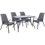 ΣΕΤ ΤΡΑΠΕΖΑΡΙΑΣ 5ΤΜΧ HM10566.01- 4 ΚΑΡΕΚΛΕΣ ΜΕ ΜΑΞΙΛΑΡΙ & ΤΡΑΠΕΖΙ 110x60 ΓΚΡΙ