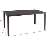 ΣΕΤ ΤΡΑΠΕΖΑΡΙΑΣ 5ΤΜΧ ENDIKA HM21011 ΚΑΡΕΚΛΕΣ ΜΕ ΜΑΞΙΛΑΡΙ & ΤΡΑΠΕΖΙ 150x90εκ ΚΑΦΕ - Image 2