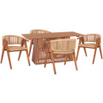 ΣΕΤ ΤΡΑΠΕΖΑΡΙΑΣ 5ΤΜΧ BRANN HM21078.03 ΟΡΘΟΓΩΝΙΟ ΤΡΑΠΕΖΙ & 4 ΚΑΡΕΚΛΕΣ