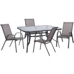 ΣΕΤ ΤΡΑΠΕΖΑΡΙΑΣ 5ΤΜΧ HM5201.01 ΓΚΡΙ ΜΕΤΑΛΛΙΚΟ ΜΕ 4 ΚΑΡΕΚΛΕΣ & ΤΡΑΠΕΖΙ 150Χ90