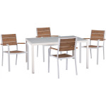 ΣΕΤ ΤΡΑΠΕΖΑΡΙΑΣ 5ΤΜΧ ΤΡΑΠ. 150Χ90 & ΠΟΛ/ΝΕΣ ΑΛΟΥΜΙΝΙΟΥ ΜΕ POLYWOOD ΛΕΥΚΕΣ HM11706.01