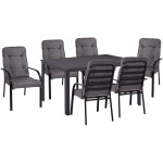 ΣΕΤ ΤΡΑΠΕΖΑΡΙΑΣ 7 ΤΜΧ ΤΡΑΠΕΖΙ ΓΚΡΙ 150X90 ΚΑΙ ΠΟΛΥΘΡΟΝΑ ΜΕ ΜΑΞΙΛΑΡΙ ΓΚΡΙ HM11521.01