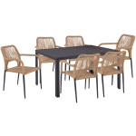 ΣΕΤ ΤΡΑΠΕΖΑΡΙΑΣ 7 ΤΜΧ ΤΡΑΠΕΖΙ ΓΚΡΙ 150X90 ΚΑΙ ΠΟΛΥΘΡΟΝΑ ΜΕ ΣΧΟΙΝΙ HM11527.01