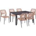 ΣΕΤ ΤΡΑΠΕΖΑΡΙΑΣ 7 ΤΜΧ ΤΡΑΠΕΖΙ ΓΚΡΙ 150X90 ΚΑΙ ΚΑΡΕΚΛΑ ΜΕ ΣΧΟΙΝΙ HM11526.01