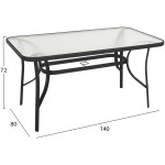 ΤΡΑΠΕΖΙ BRUNO HM5106.03 ΜΑΥΡΟ ΜΕΤΑΛΛΙΚΟ ΜΕ ΓΥΑΛΙΝΗ ΕΠΙΦΑΝΕΙΑ 140Χ80Χ72Υεκ - Image 2