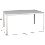 ΤΡΑΠΕΖΙ ΜΕΤΑΛΛΙΚΟ OFER ΟΡΘΟΓΩΝΙΟ ΛΕΥΚΟ ΠΑΓΟΥ ΜΕ ΓΥΑΛΙ HM5767.03 150X90Χ75Υ εκ. - Image 2