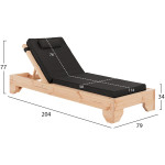 ΞΑΠΛΩΣΤΡΑ ΜΕ ΜΑΞΙΛΑΡΙ ΚΟΡΙΝΟΣ HM10776.05T ΞΥΛΟ ΠΕΥΚΟΥ--TEXTILENE ΣΕ ΜΑΥΡΟ 79x204x77Υεκ - Image 2